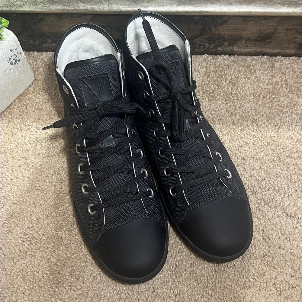 Louis Vuitton BLACK DAMIER Canvas Baseball High-Top Sneakers